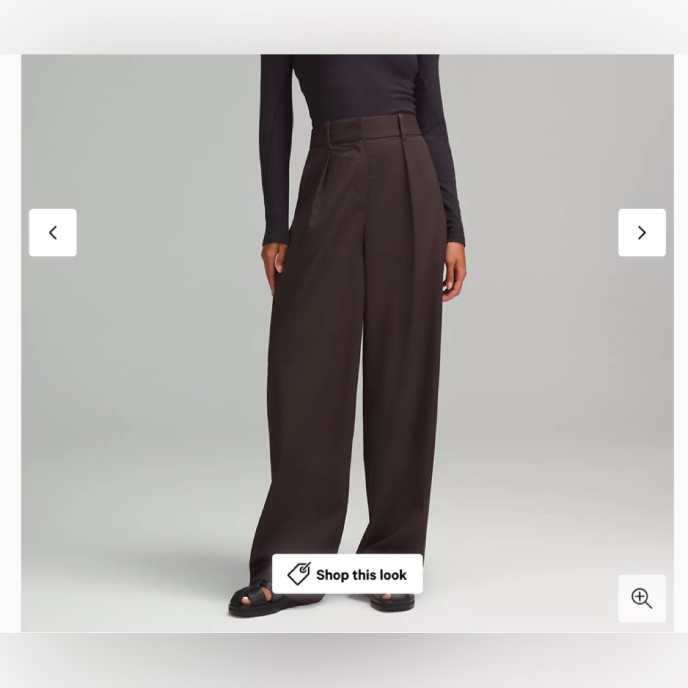 Lululemon pleated, high-rise, trouser, size 10, espresso, NWT